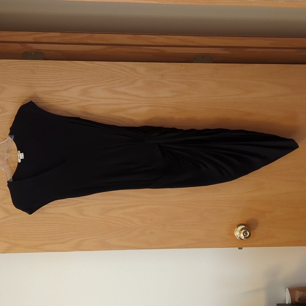 Helmut Lang V Neck Asymmetrical Black Dress S